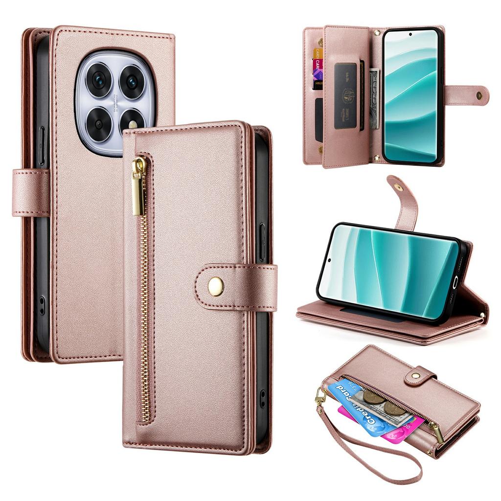 For Xiaomi Poco M8 5G/Redmi Note 15 5G (Global) Case Zipper Pocket Wallet Leather Phone Cover with Straps