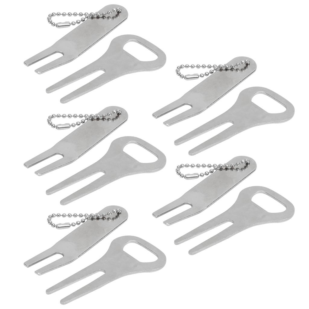 ZineAlloy Golf Divot Fork Repairing Tool with Beads String Round Head and Bend Head