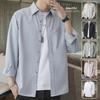 Men's Long-sleeved Shirt Spring Casual with Lined Clothes Korean Version of The Trend Spring and Autumn Shirt Coat