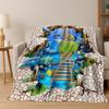 3D Illusion Breaking Wall Dinosaur Animal Series Flannel Blanket,Cozy Soft Throw Blanket for Home Bedroom Bed Sofa Cover Kids