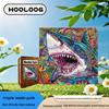 HOOLOOG Shark Wooden Irregular Jigsaw Puzzle & Piggy Bank Gift