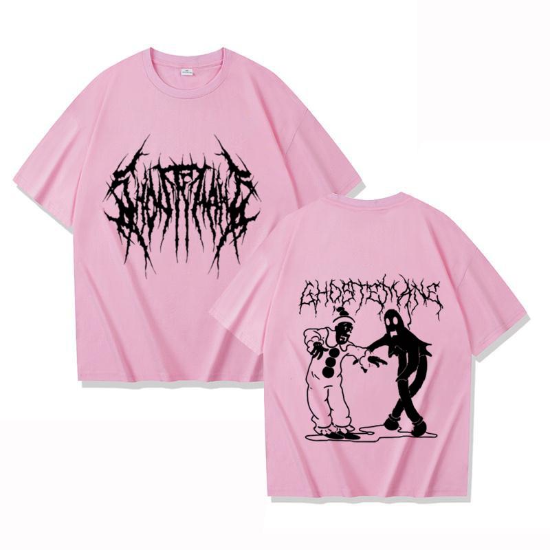 New Ghostemane Double Sided Print T-shirt Men Women Fashion Hip Hop Metal Gothic Rock T Shirt Oversized Loose Streetwear Top