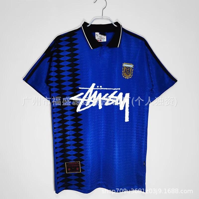 Retro Jersey Brazil Argentina Germany England Portugal Spain Signature Short Sleeved Football