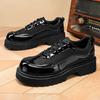 Men's leather shoes trend high-value bright leather mesh shoes autumn British