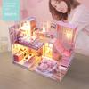New Creative Villa Model Hut, Wooden Diy Hut Hand-Assembled Toy Gift Light Pink Time Loft