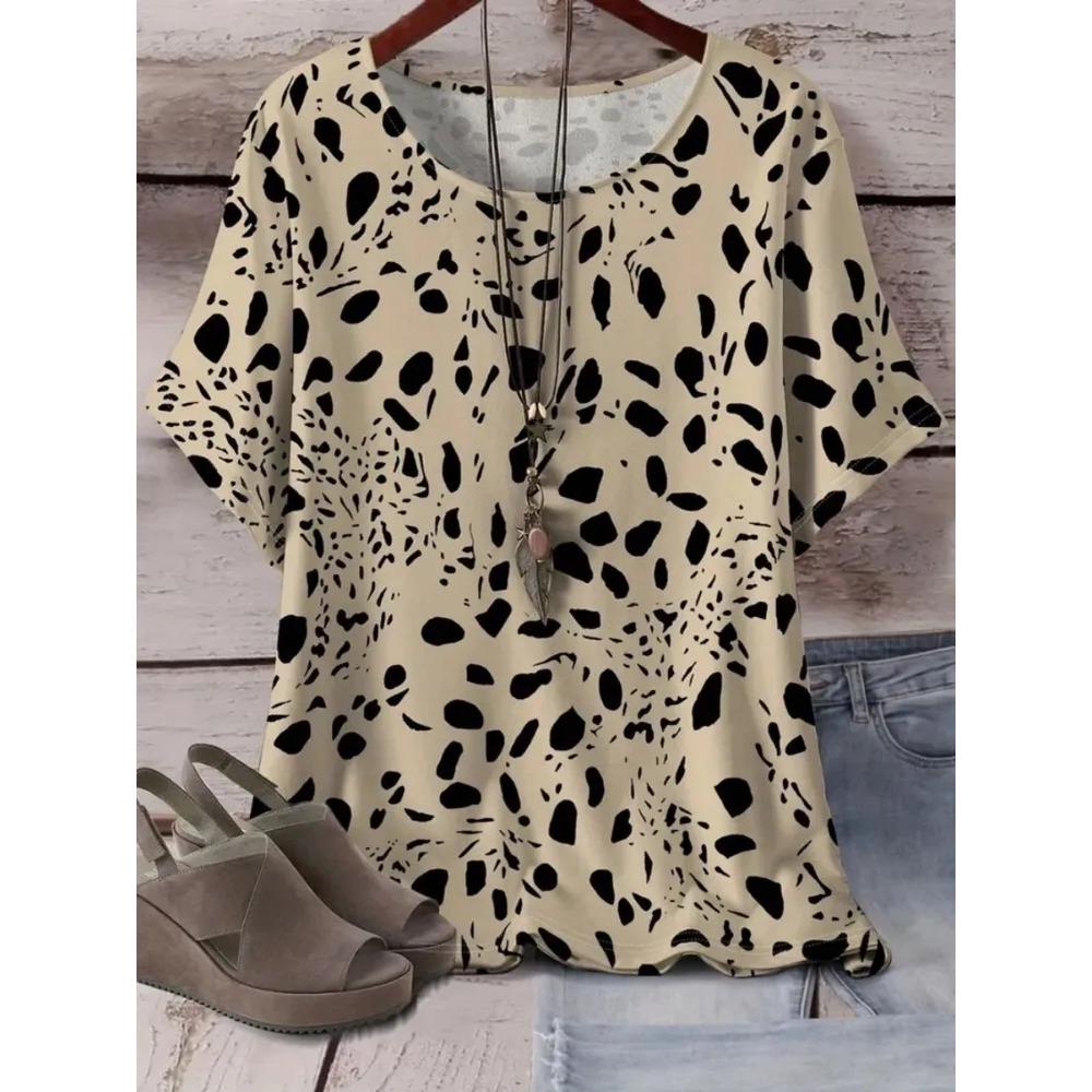 Women's T-shirt 3D Pattern Printed Casual Short Sleeved O-Neck Top Fashionable Street Women's Clothing