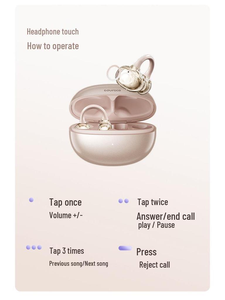 Bluetooth In-Ear Bone Conduction Earphones with AI Translation, Sports-Grade Noise Reduction, and Extended Battery Life