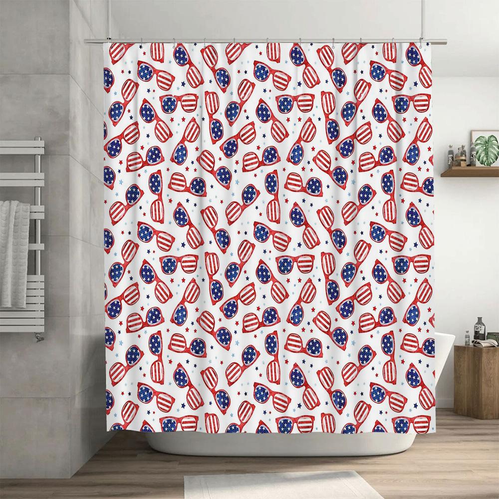 Sunglasses Shower Curtain Beach Vibes Summer Vibes Tropical Pattern Bathroom Decor Waterproof Fabric Home Decoration Coastal The