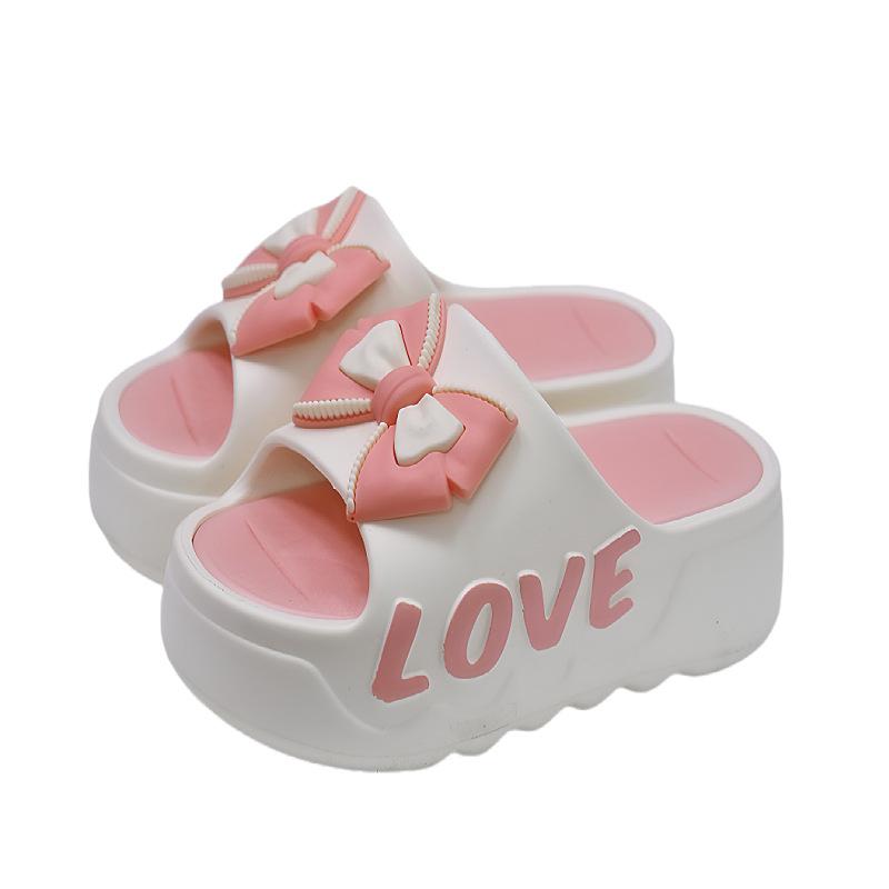 New 2025 purple bow-tie slippers woman summer high heels shoes Designer Summer Chunky Sandals Ladies EVA Slides Shoes