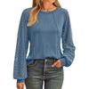 New Women's Long Sleeve Crew Neck T-shirt Lace Patchwork Top, European & American Style Casual Blouse for Crossborder