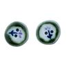 20mm Irregular Round Green Floral Ceramic Button for Clothing Accessories, Handmade in Jingdezhen.