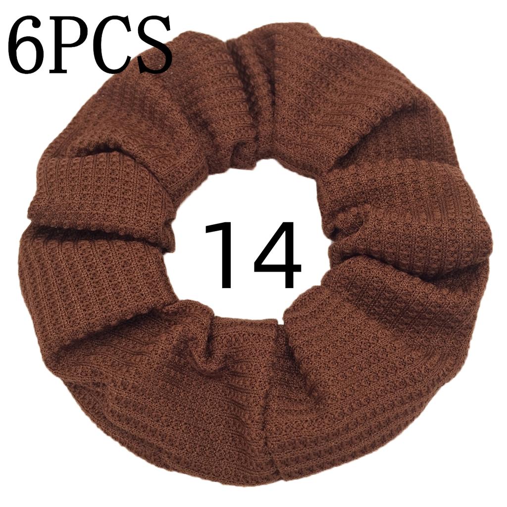 6pcs/lot Candy Color Scrunchies Elastic Hair Band Women Girls Ponytail Holder Rubber Accessories Waffle fabric