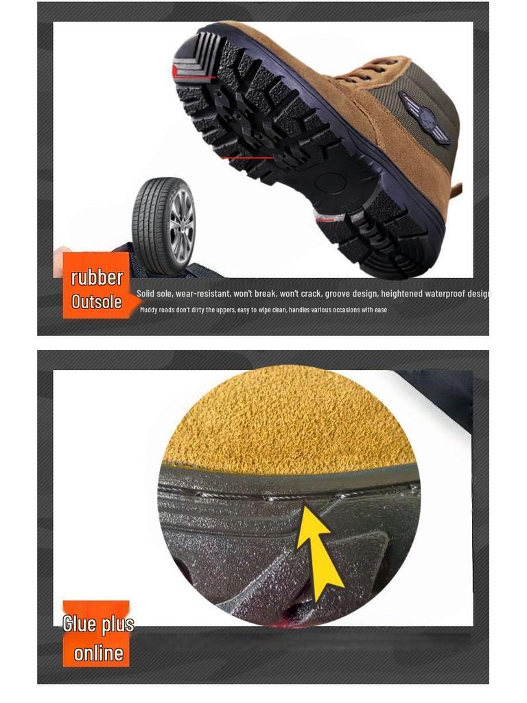 Men's Winter Thickened Snow Boots with Warm Toe & Genuine Labor Protection
