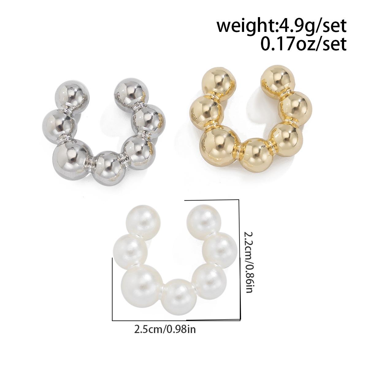 

No-Pierced Earring For Women Simple C-Shaped Ear Clip Female Party Jewelry Acrylic 3Pcs/set Small Round Vintage Accessories різнокольорові кольору
