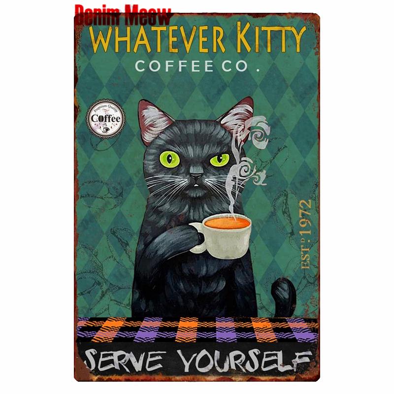 Vintage Metal Tin Sign for Home Decoration Once A Time There Was a Girl Cats Toilet Bathroom New Arrival WY