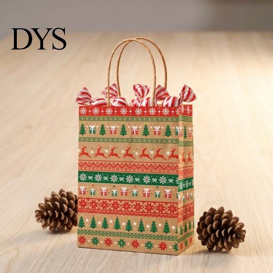 Reusable Holiday Gift Pouches 12PCS Christmas Paper Bags, Sturdy Festive Goodie Bags with Handle, Decorative Packaging for Presents And Party