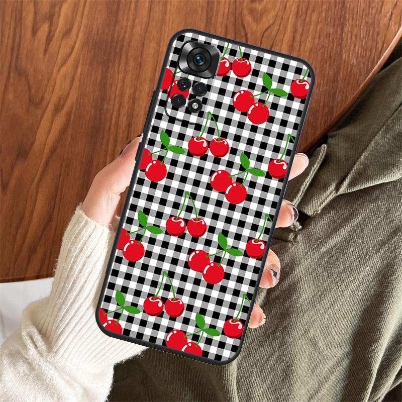Food Fruit Red Cherry Case For Xiaomi Redmi Note 14 Pro 13 12 11 10 15 Pro Plus Redmi 15 C 13 10C 12C 14C 13C Cover