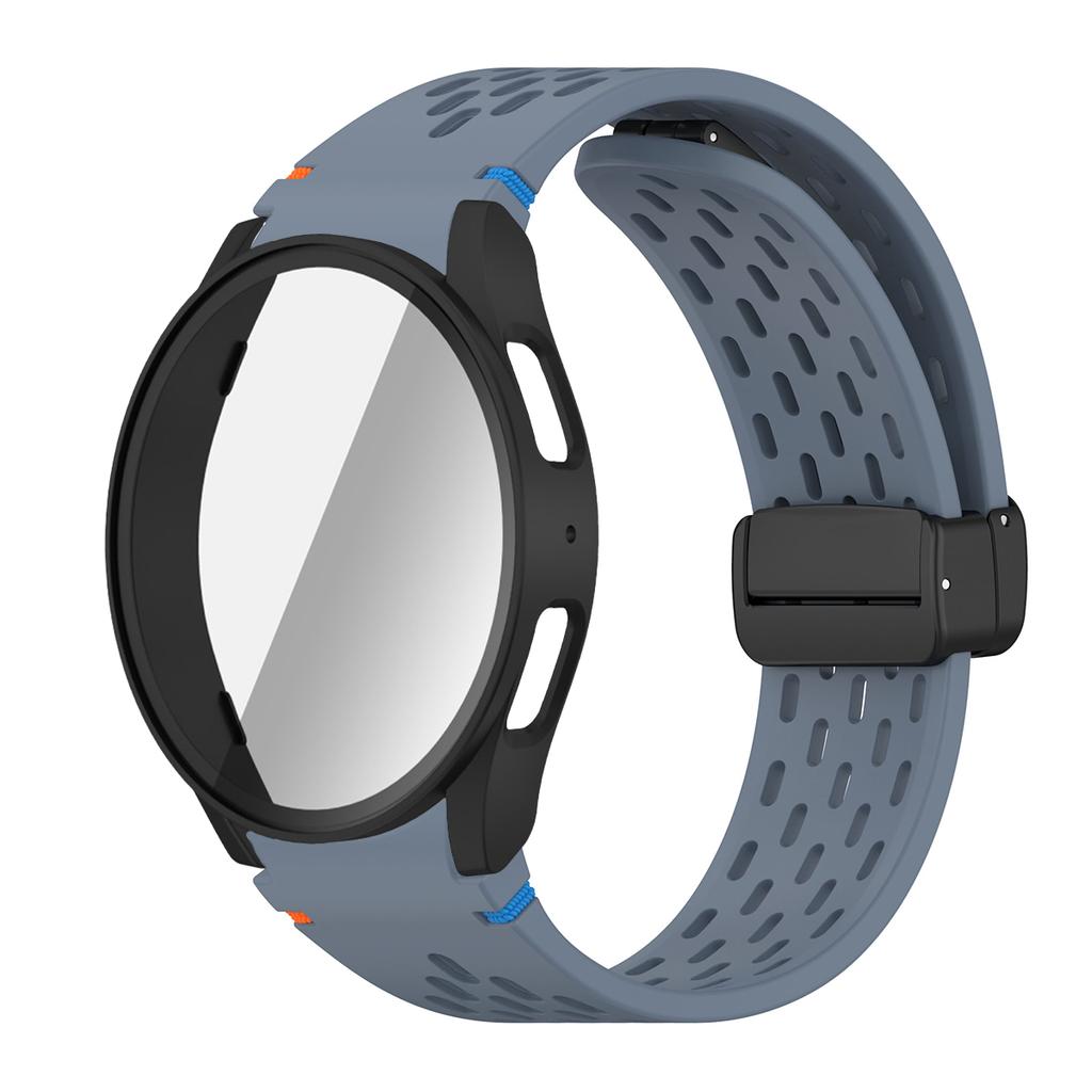 Case+Strap for Samsung Galaxy Watch 7 6 5 4 40/44mm Silicone Magnetic Band Tempered Glass Screen Film PC Protector Cover Bumper