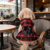 Four Seasons Pet Dog Cat Bow Dress Big Grid College English Style Apparel Clothing for Small Pets Dog Costume Puppy Clothes