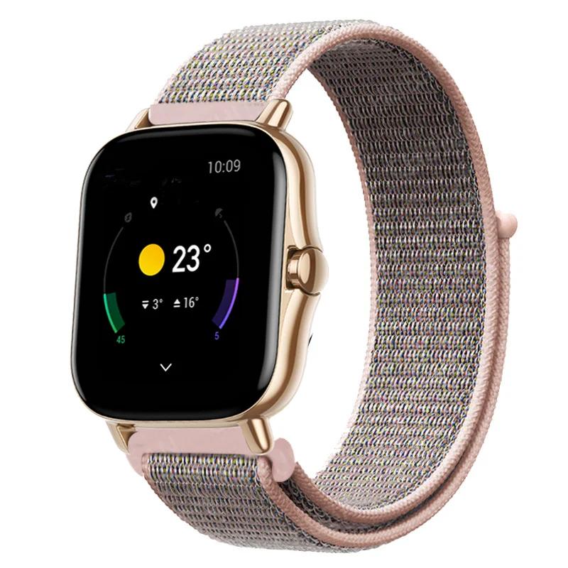 20mm/22mm Nylon Loop watch band For Amazfit GTS/4/2e/3/GTS2 Mini/GTR 4/3 pro/47mm/GTR2/2e/stratos Bracelet Amazfit bip-u strap