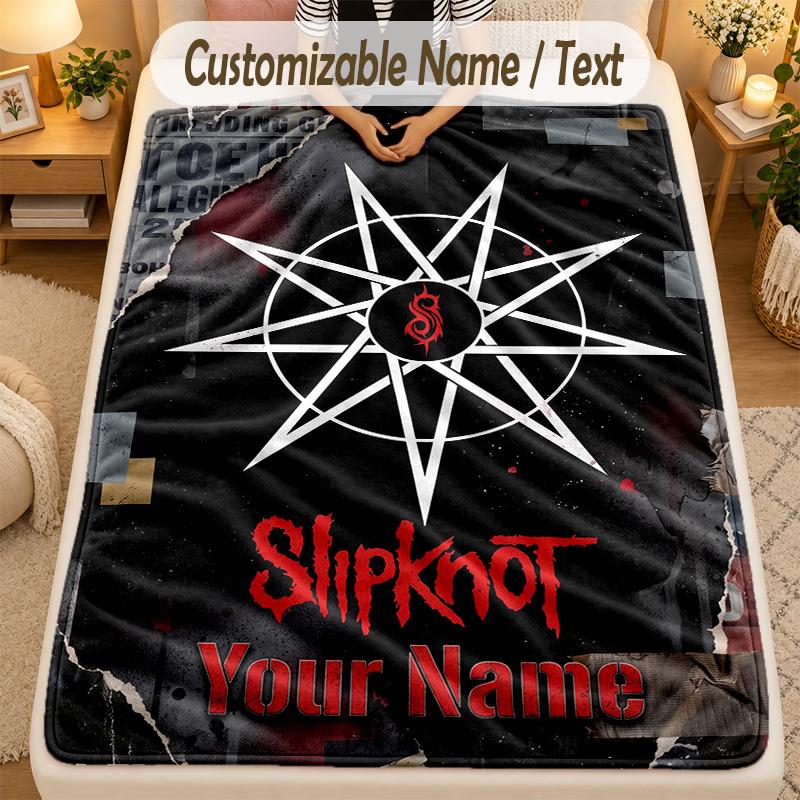 Flannel BlanketSlipknot Custom Name Text Personalized Soft Warm Throw Blanket Home Decor Gift