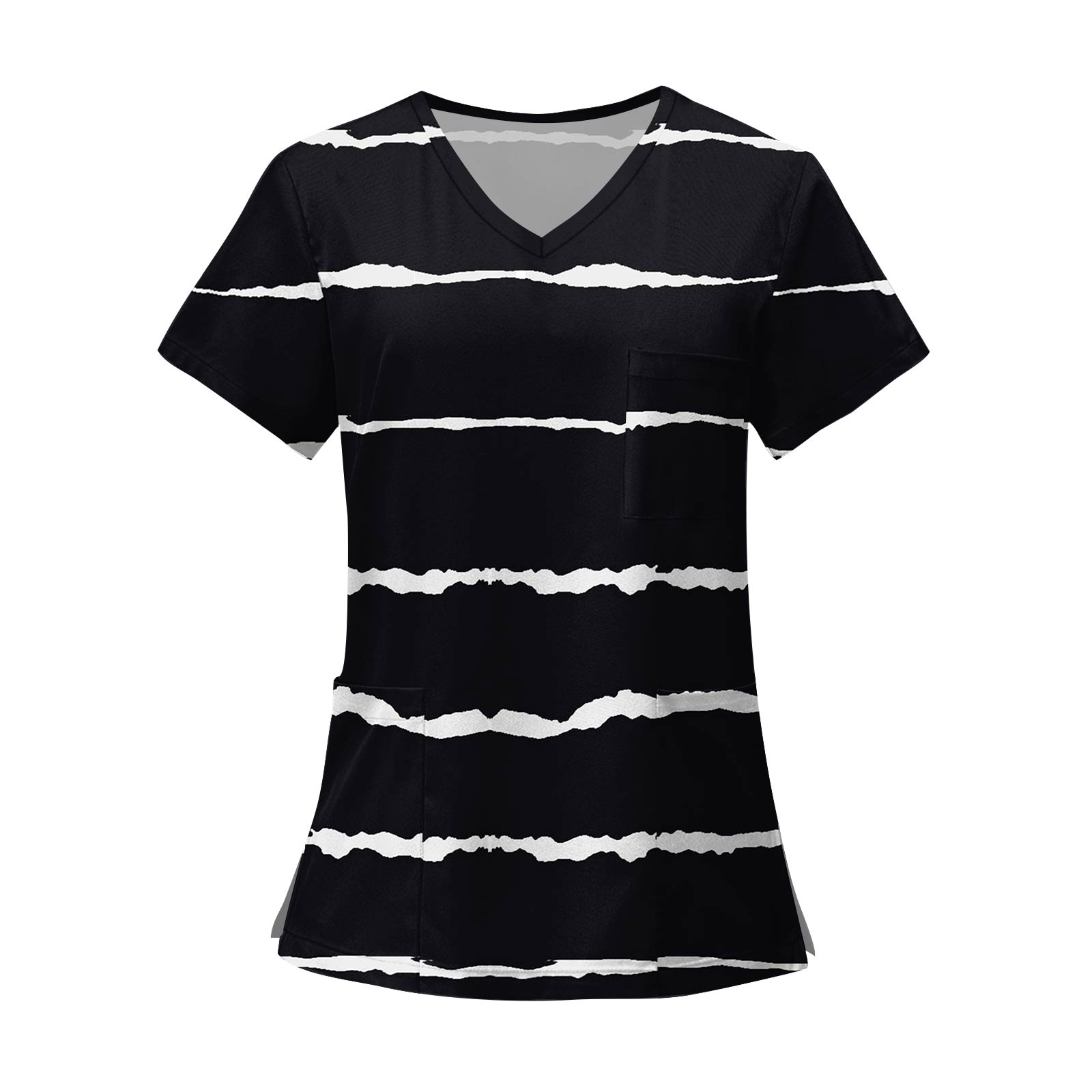 

Женские модные топы с короткими рукавами и V-образным вырезом с принтом, рабочие футболки с карманами XXXXXL