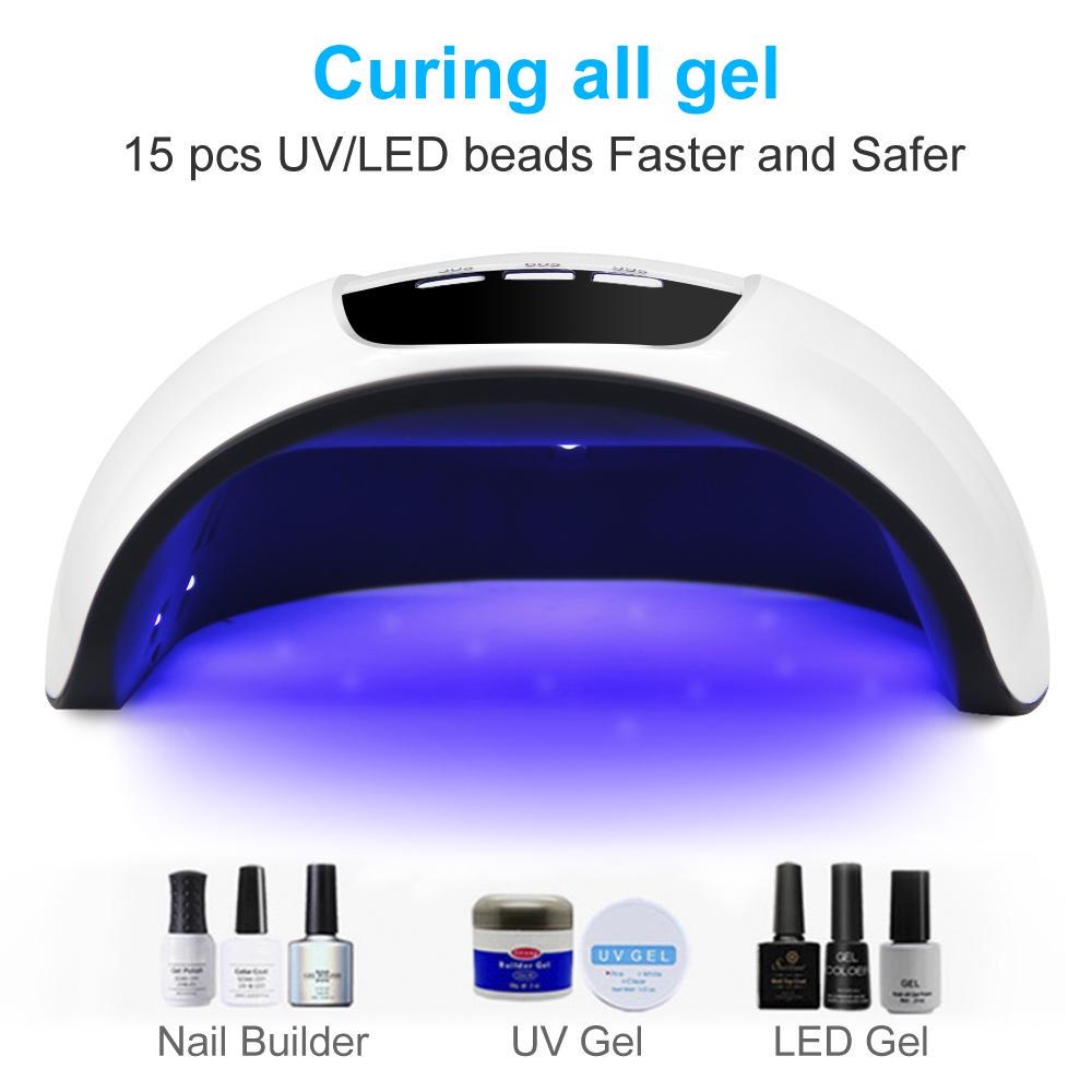 45W 15 LEDS UV Nail Polish Dryer Lamp Gel USB Acrylic Curing Light For Nail Machine Curing Lamp With Timer 30s/60s/99s Setting Women Gift