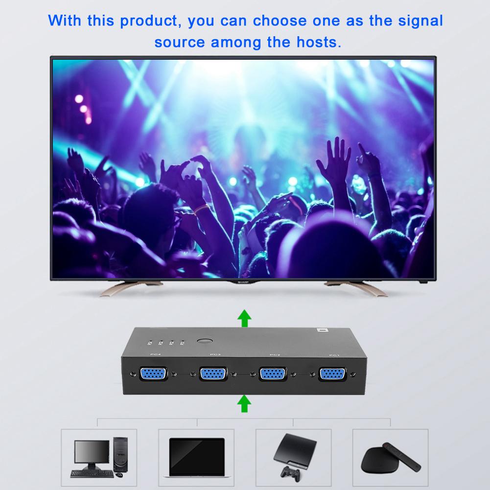 4 in 1 VGA Video Converter 500MHZ Bandwidth Adapter Black Home o Equipment