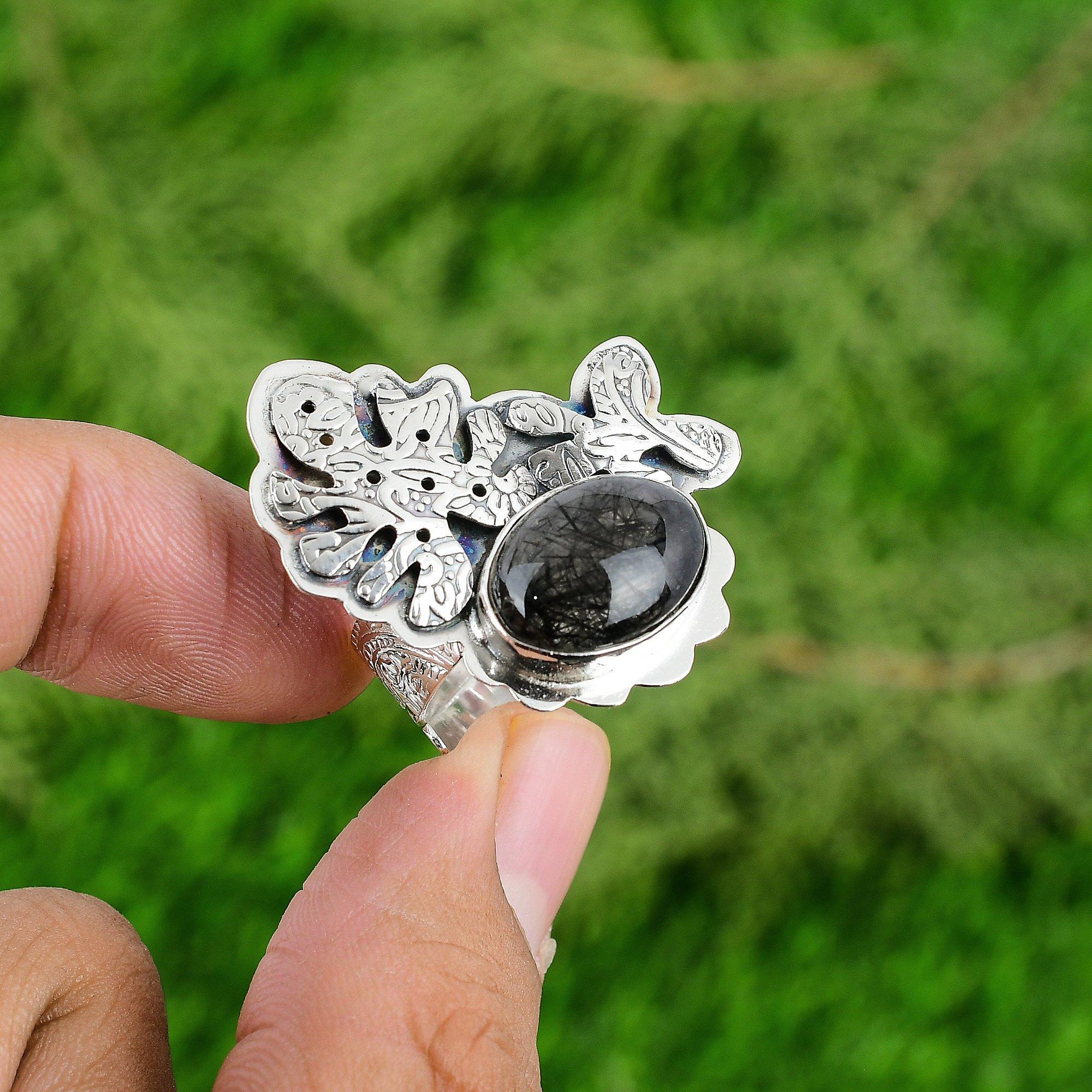 

Natural Labradorite Gemstone Promise Adjustable Ring 925 Silver For Girls Adjustable