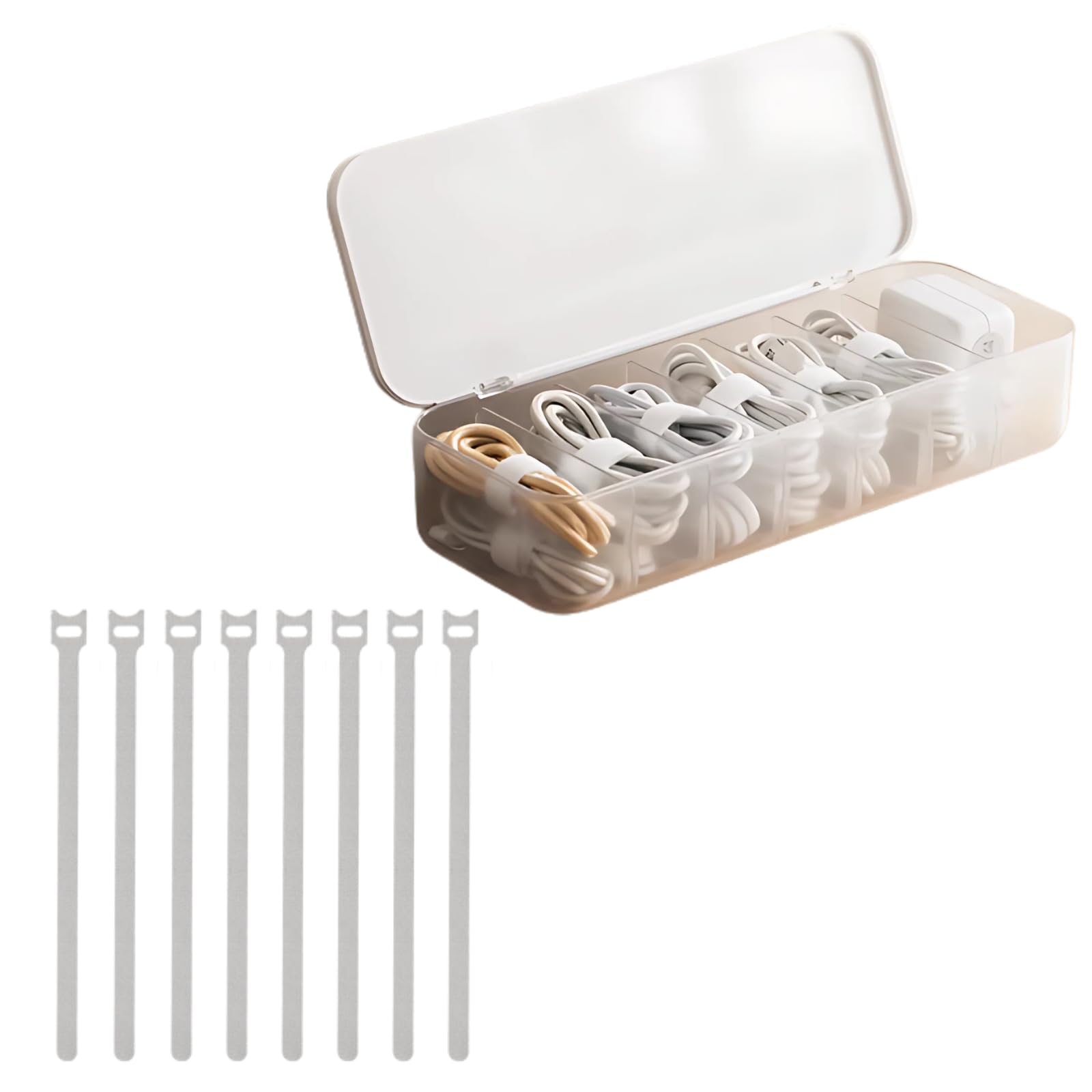 

DIZLAS Cable with 7 Cable Cord Organizer Small Item Storage Charger Storage Box Box, White, Ties, Storage, Box, Box,