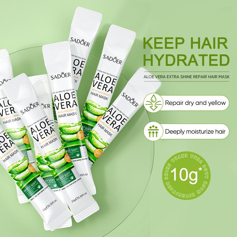 Aloe Vera Hair Mask 10g SADOER Softening Improves Frizz Portable