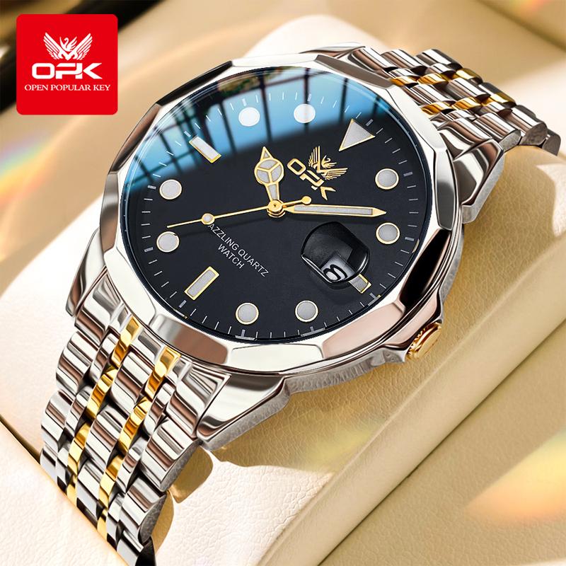 OPK 8170 Brand Men's Watches Business Dress Wristwatch for Man 30M Waterproof Stainless Steel Luminous Luxury Men Quartz Watch