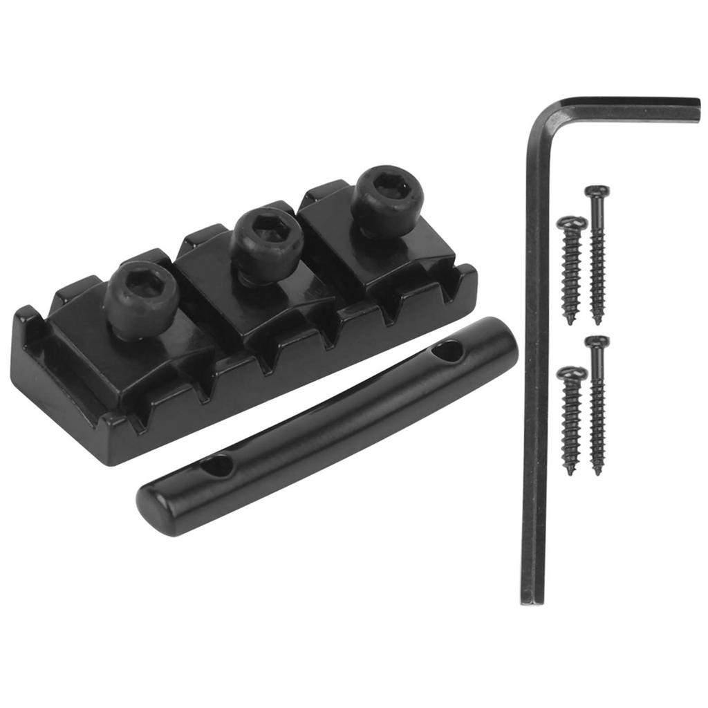 Electric Guitar String Lock Nut with Headstock String Retainer Bar Screw Hex Wrench ReplacementBlack(GE99)