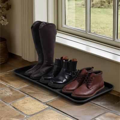 Navaris Shoe Trays, Set of 3 - Shoe Storage, Foot Rest, Luggage Mat - Car Mat, Luggage Tray - Shoe Storage, 76x38cm, Black