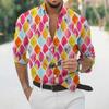 2025 Geometric Three-dimensional 3D Printed Casual Lapel Long-sleeved Shirt Spring and Autumn Men's Trendy Versatile Shirt for Men