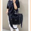 2024 New Shoulder Women's Bag Fashion Casual Rivet Versatile Soft Leather Single Shoulder Large Capacity Bag with Tassel