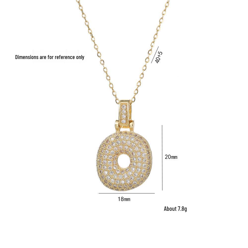 Women's European & American Style Copper Zircon Initial Necklace - Fashionable Clavicle Chain