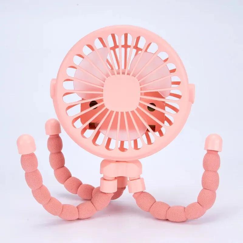 Small Fan 3 Gears Adjustable Portable Octopus Deformable 360° Shaking Head Folding Handheld Fan Outdoor USB Charging Desktop Fan