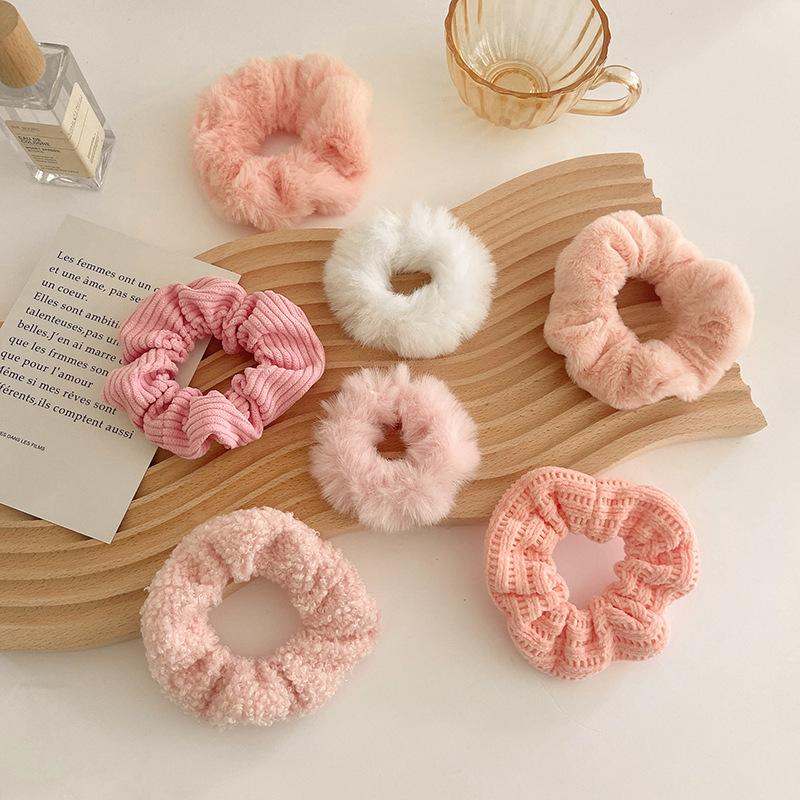 7Pcs/Set Women Hair Scrunchies Velvet Solid Color Hair Band for Ponytail Holder Rubber Bands Hair Ties Hair Accessories