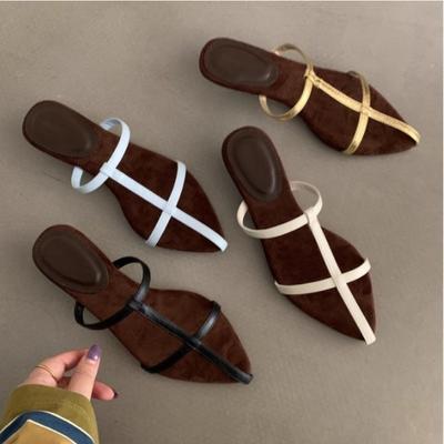 Fashion New Style Popular Silvery Clip Toe Women Slippers Concise Low Heel Dress Slides Summer Ladies Outdoor Beach Sandal Zapatos Mujer