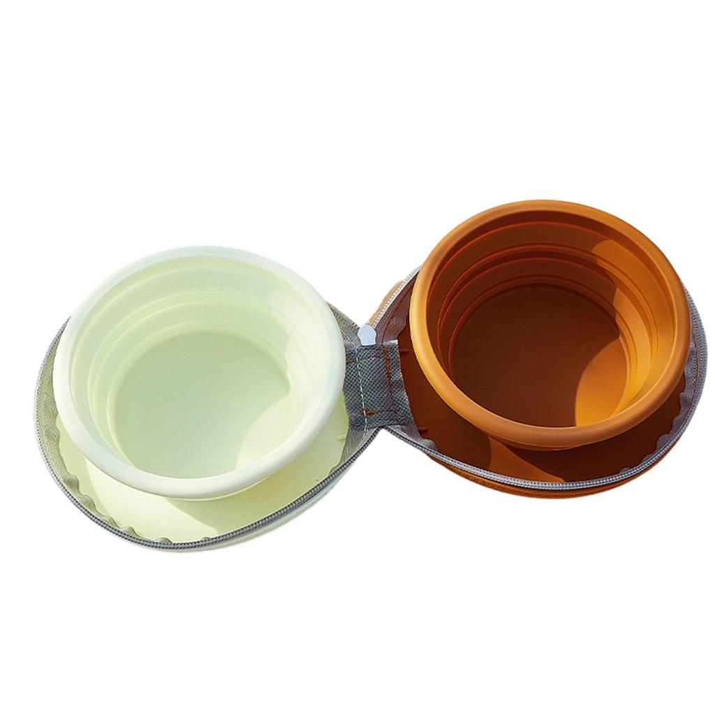 Collapsible Silicone Pet Bowl Double Design Portable Foldable Dog Cat Feeding Dish Travel Water Food Container