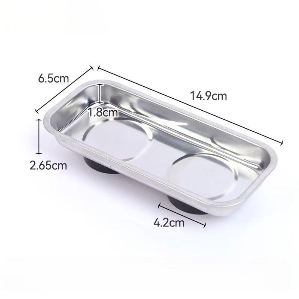 Soft Rubber Base Magnetic Parts Tray Stainless Steel Parts Bowl New Screw Tray Auto Repair Tools
