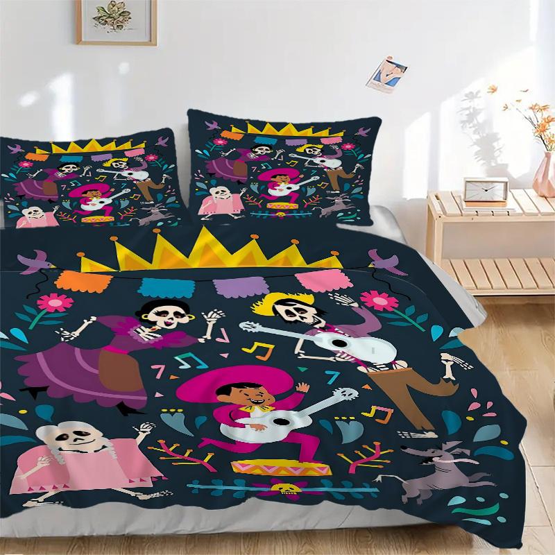 

3pcs Coco Disney Quilt Set - Soft and Comfortable Bedroom, Guest Room and Dorm Decor Bedding Set 1 Quilt Cover + 2 Pillowcases.B008 135x200cm