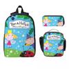 Conjunto de 3 Mochilas Ben e Holly's Kingdom Ben e Holly para Meninas Meninos Estojos Mochilas com Lancheira Para a Escola