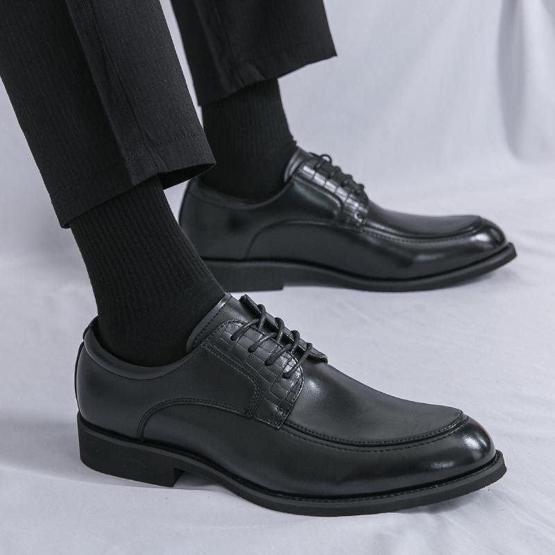 Men's shoes large size new leather shoes fashion men's business dress shoes trend British style retro lace-up leather shoes