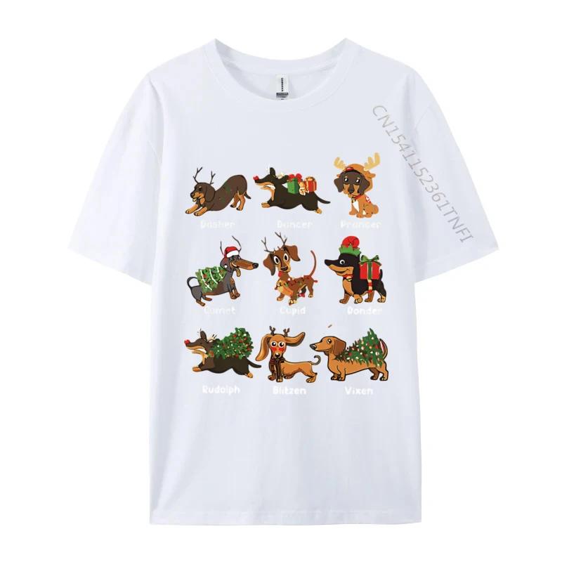 2025 New Christmas Deer Dachshund Xmas T Shirt Festive Graphic Tee Cotton Mens Top Holiday Sweater Alternative XS Size