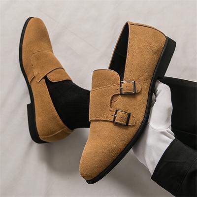 Trend New Black Brown Monk Strap Loafers New Men's Suede Patent Leather Shoes Designer Formal Wedding Dress Homecoming Footwear