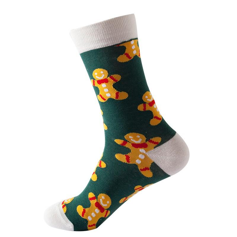Creative Christmas Socks Cartoon Snow Tree Mid-Calf Cotton Blend Casual Men Women