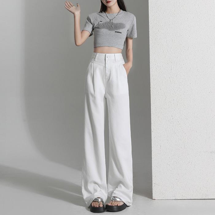 

Женские летние джинсы Tencel 2024 из ледяного шелка, свободные, с широкими штанинами Extra Large