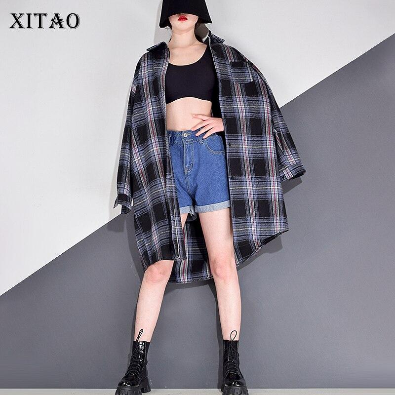 XITAO Striped lattice Blouse Fashion Women Shirt GCC2740
